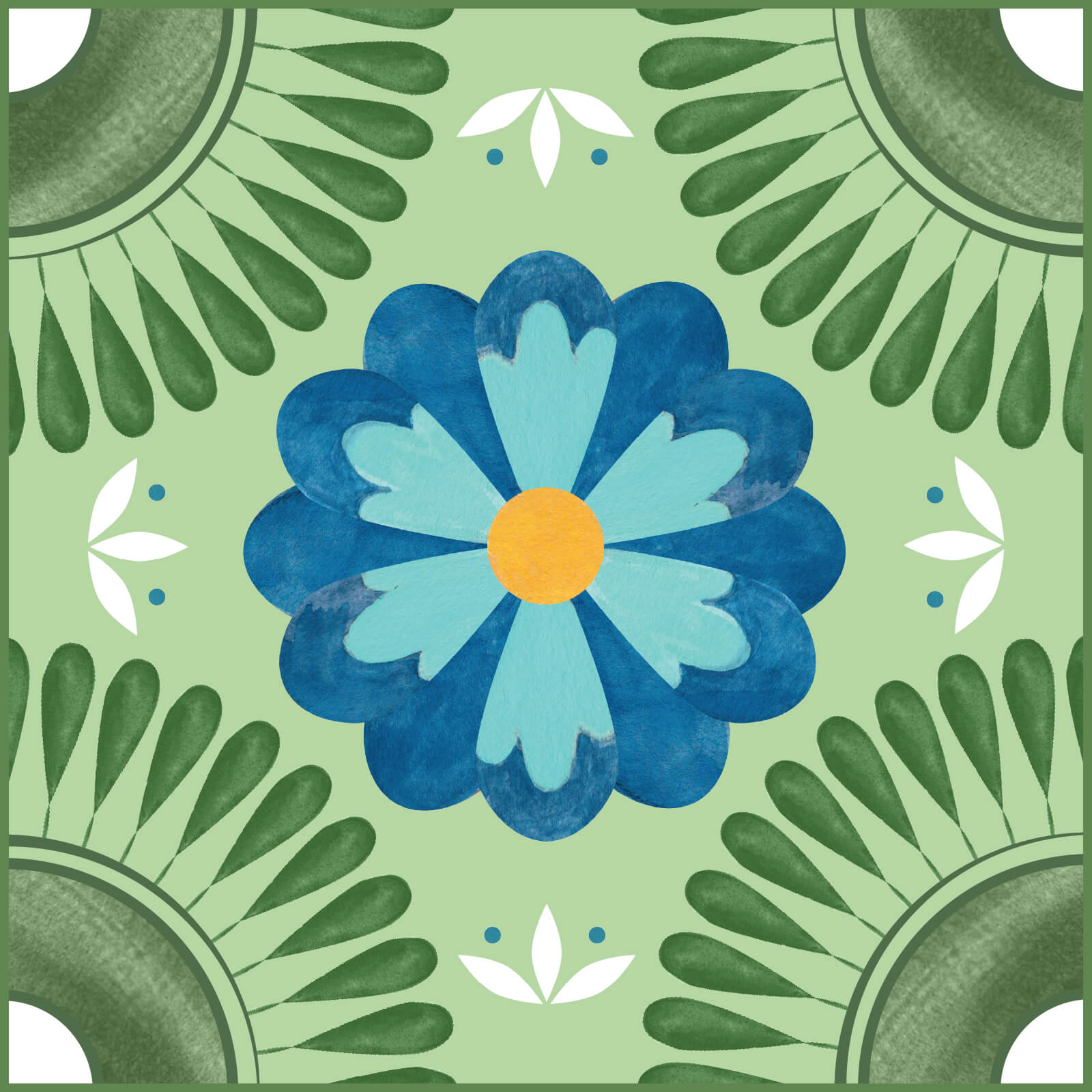 Blue Flower Talavera Tile